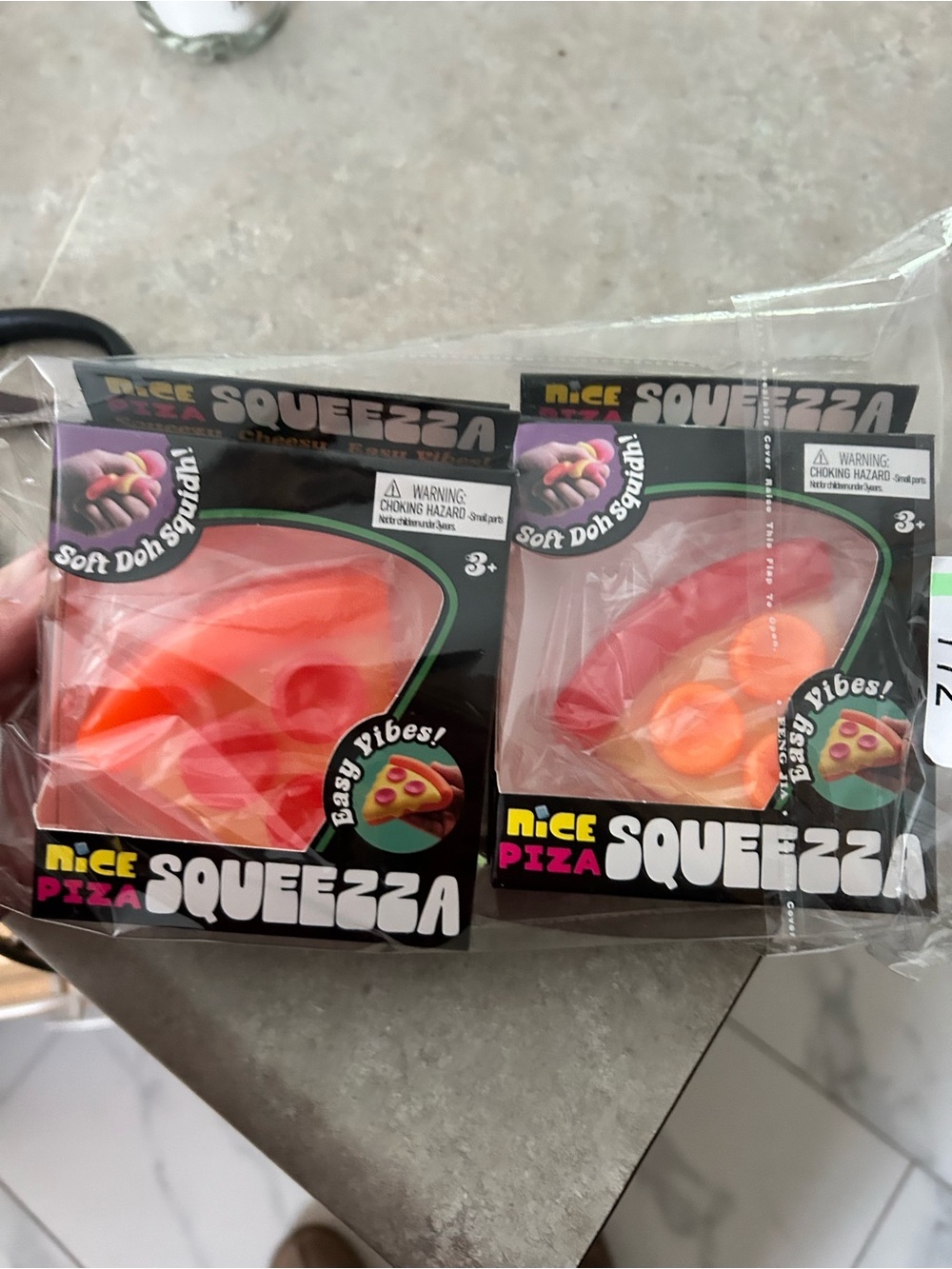 4/$50 Nice Pizza Squeezza Soft Doh Squish Toy - Orange & Pink